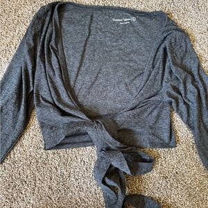 Outdoor Voices Charcoal Women's Tie Front Blouse